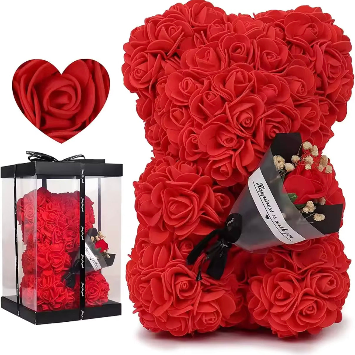 Luxus - rote Rosenbär mit Geschenkbox