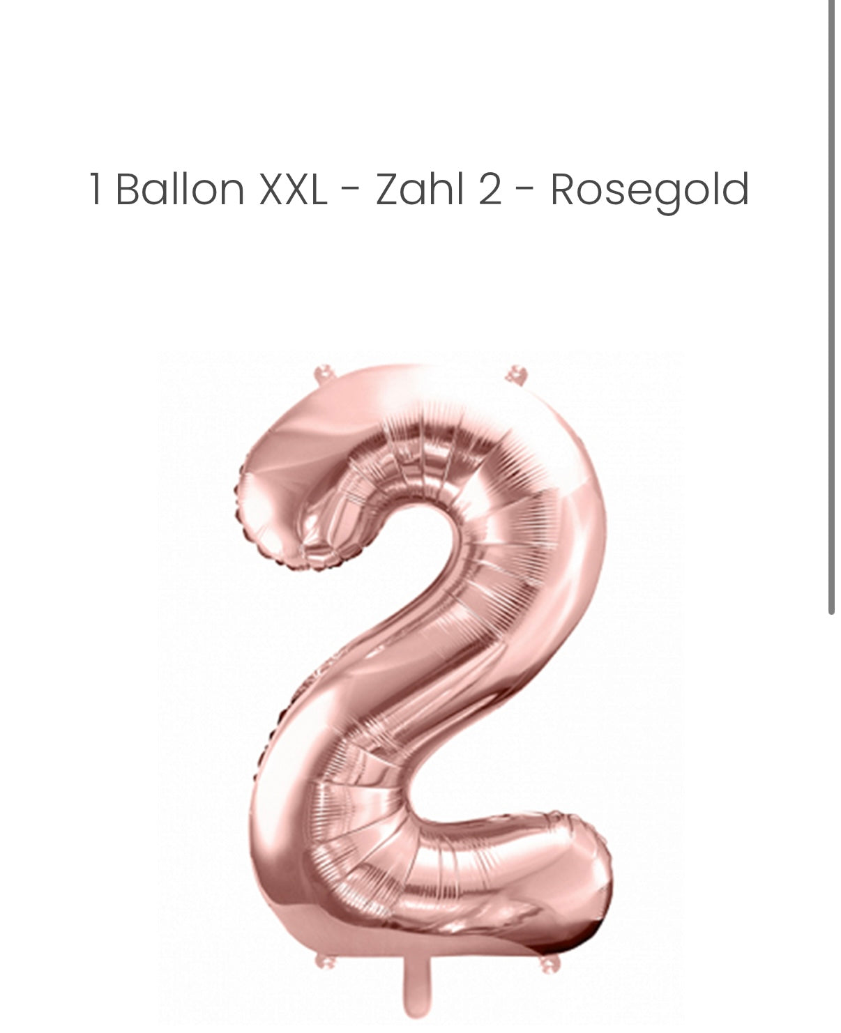 Balloon - Zahl 2 - Rosegold XXL
