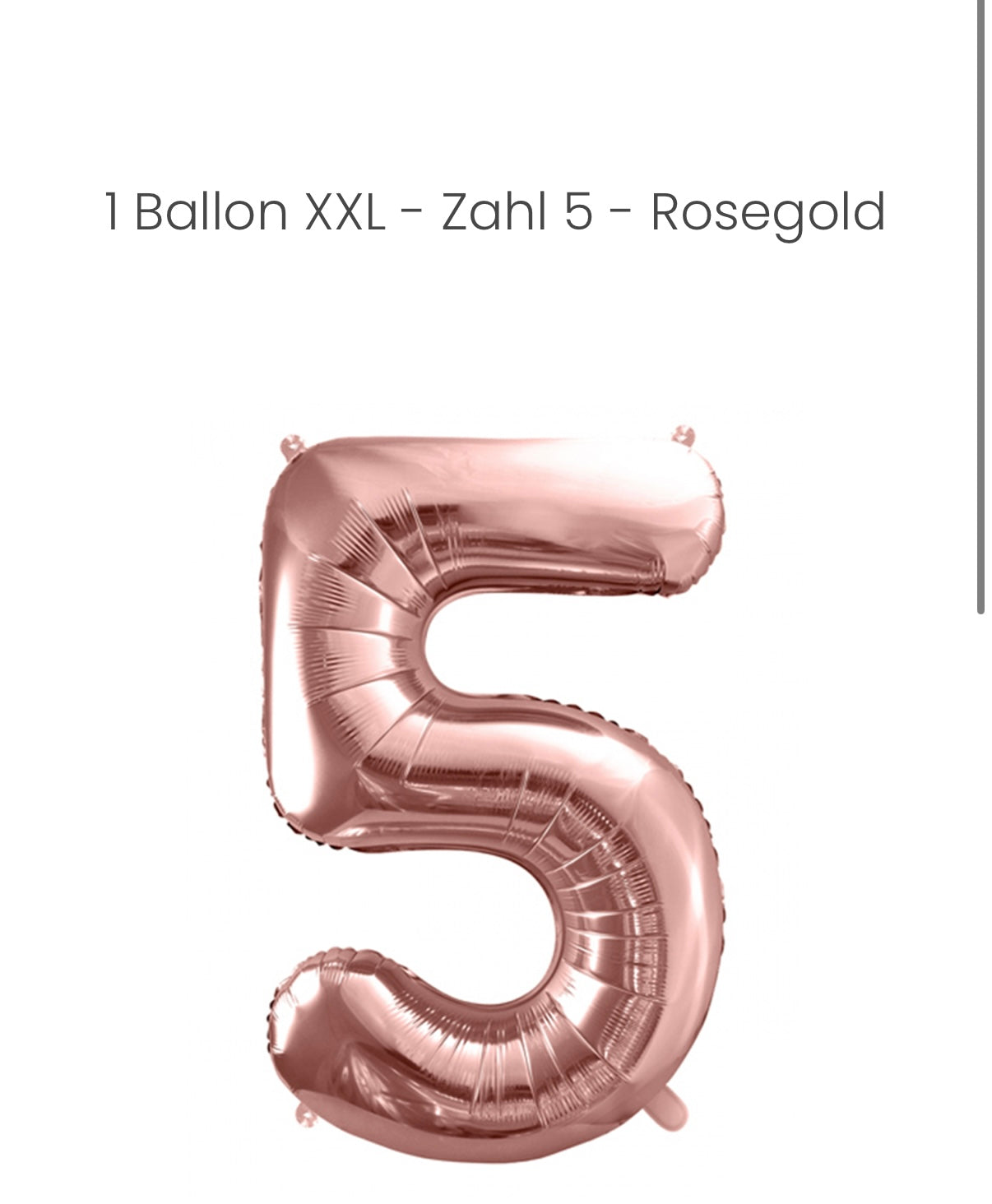 Balloon - Zahl 5 - Rosegold XXL