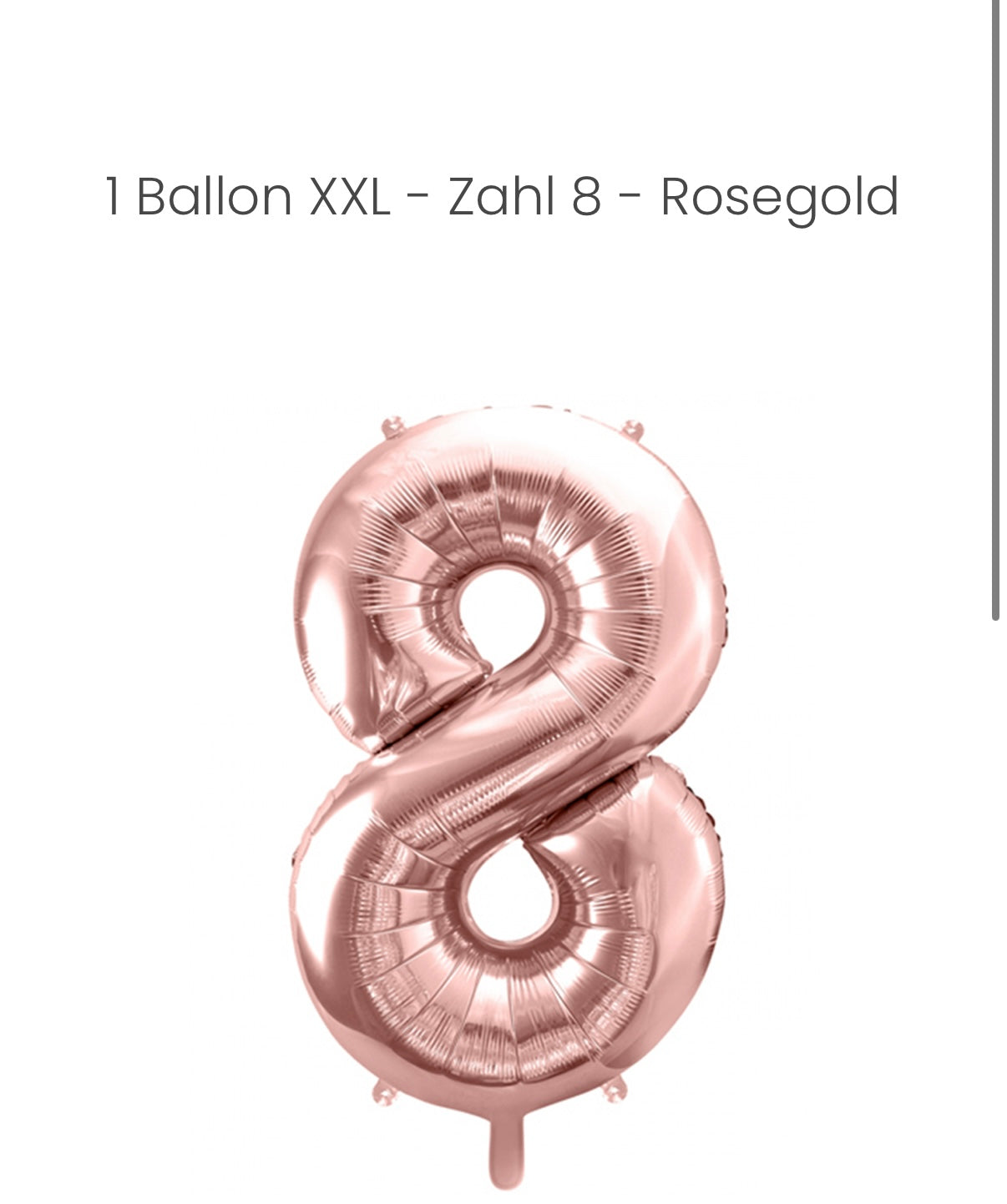 Balloon - Zahl 8 - Rosegold XXL