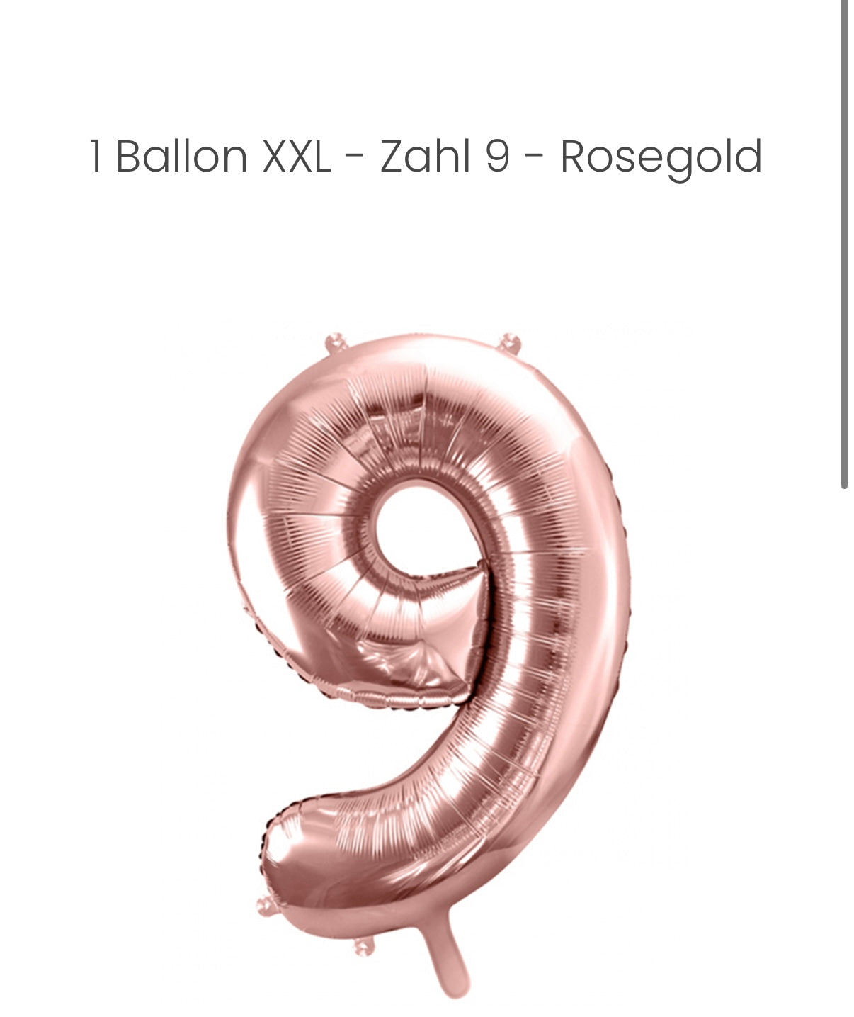 Balloon - Zahl 9 - Rosegold XXL