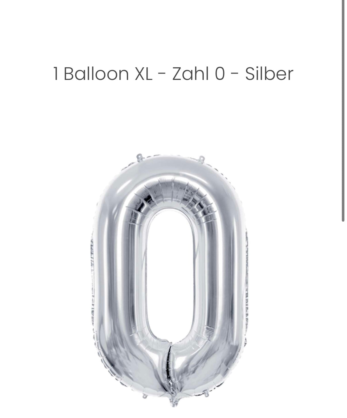 Balloon - Zahl 0 - Silber - XXL