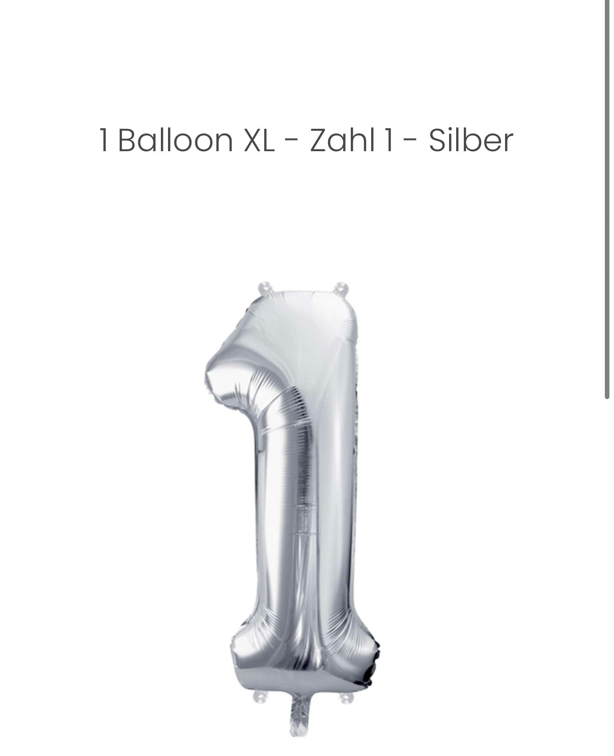Balloon - Zahl 1 - Silber XXL