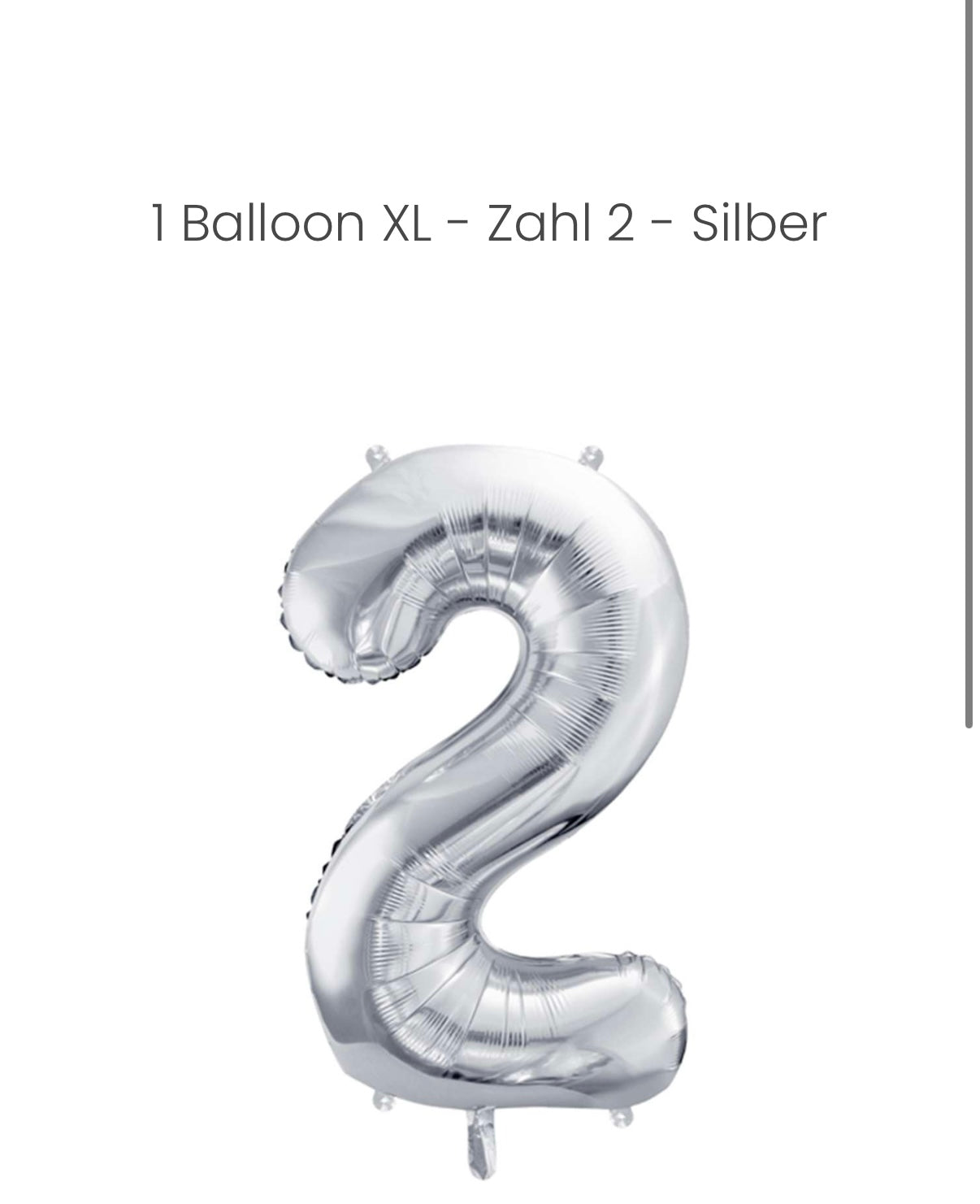Balloon - Zahl 2 - Silber XXL