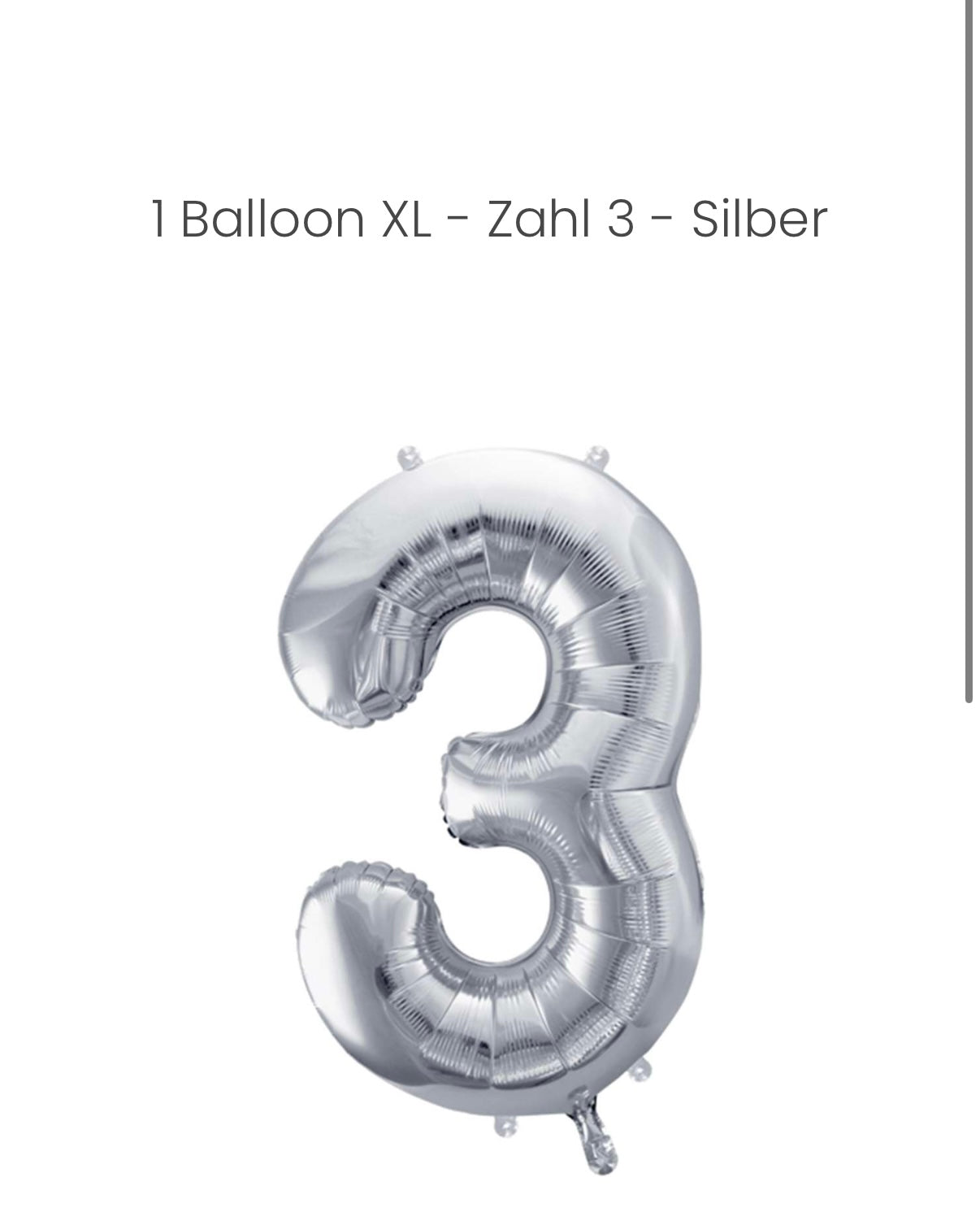 Balloon - Zahl 3 - Silber XXL