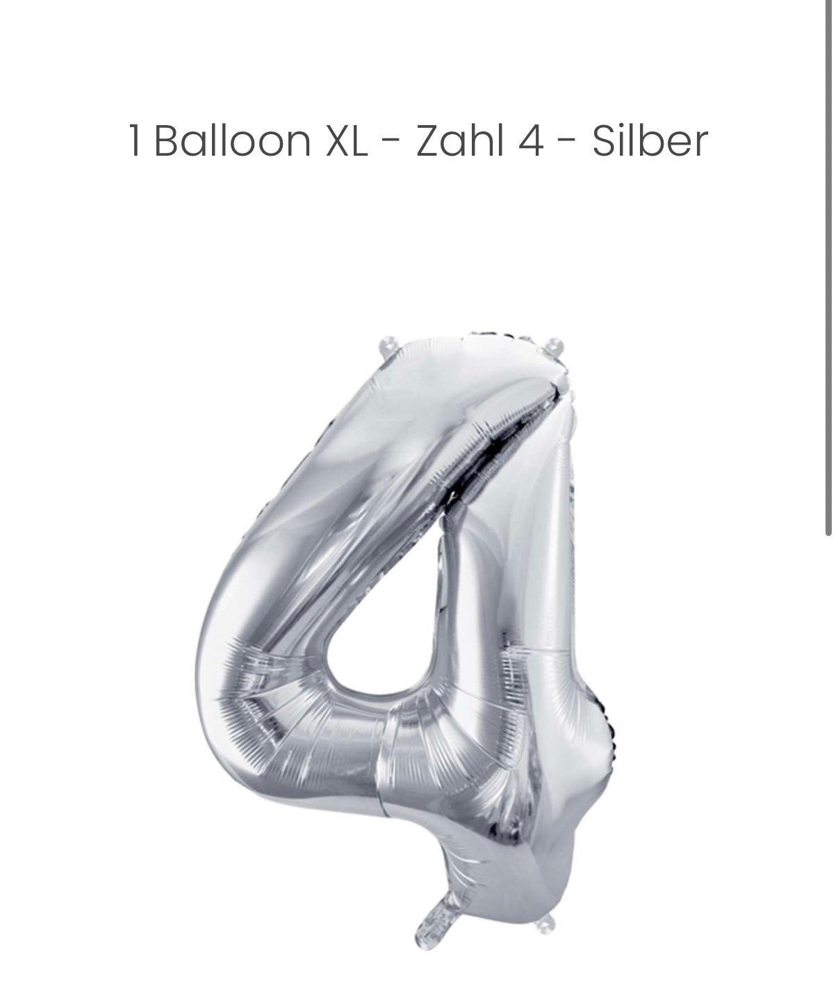 Balloon - Zahl 4 - Silber XXL