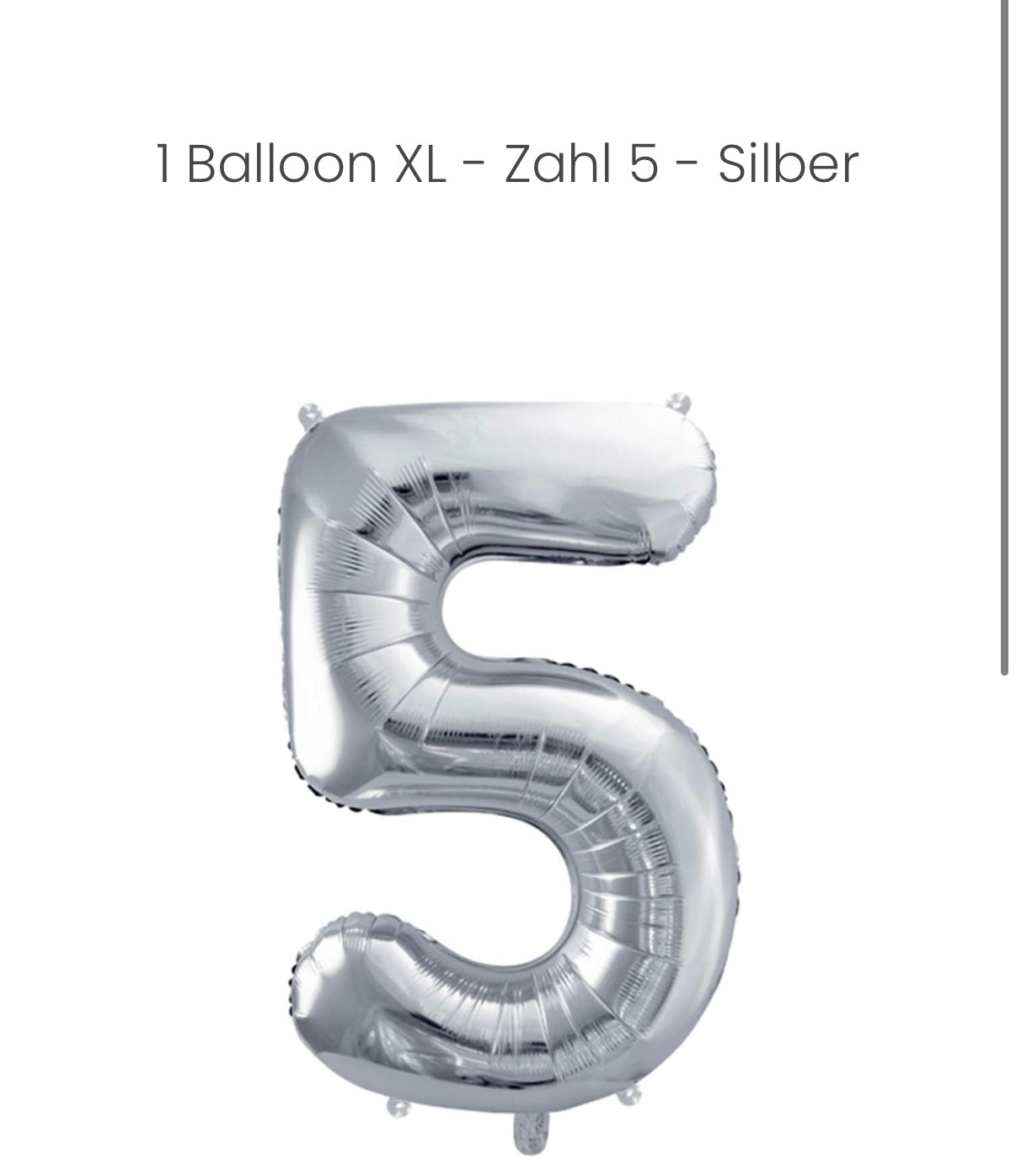Balloon - Zahl 5 - Silber XXL