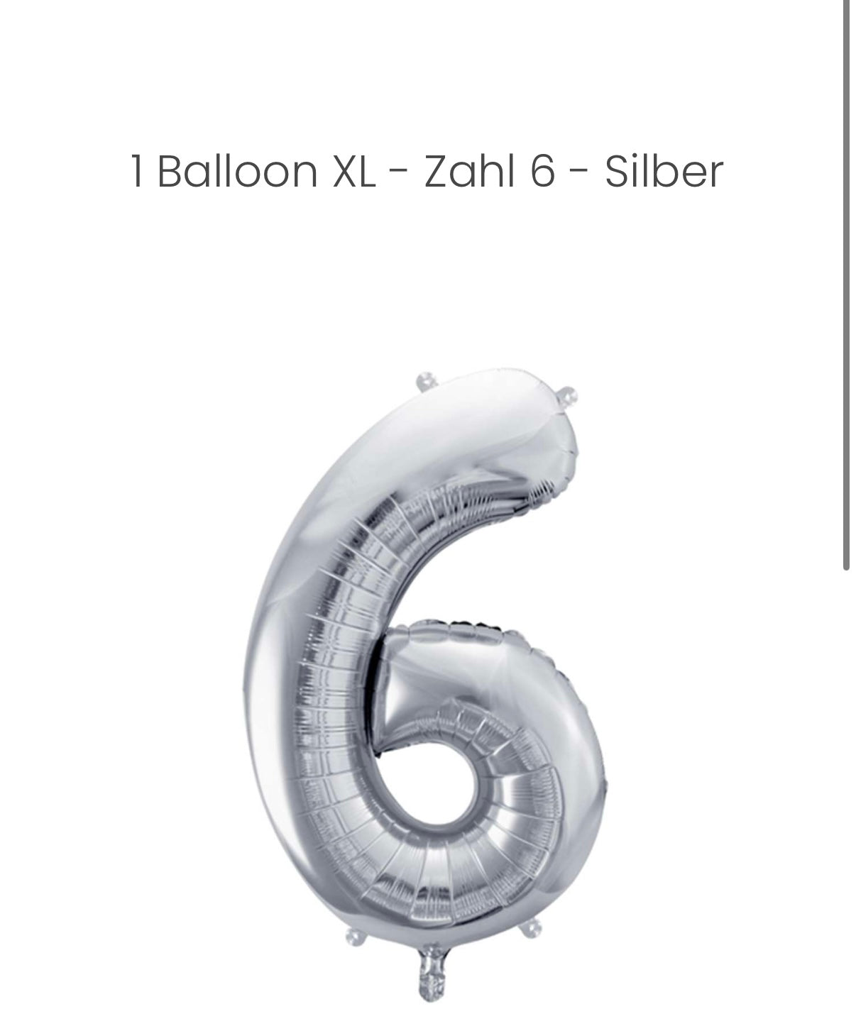 Balloon - Zahl 6 - Silber XXL