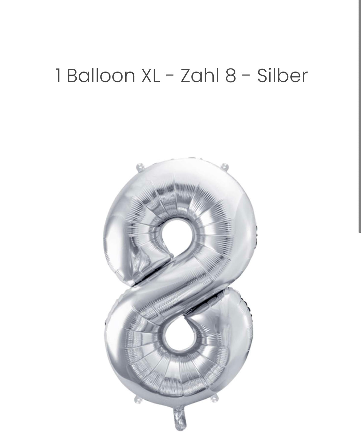 Balloon - Zahl 8 - Silber XXL