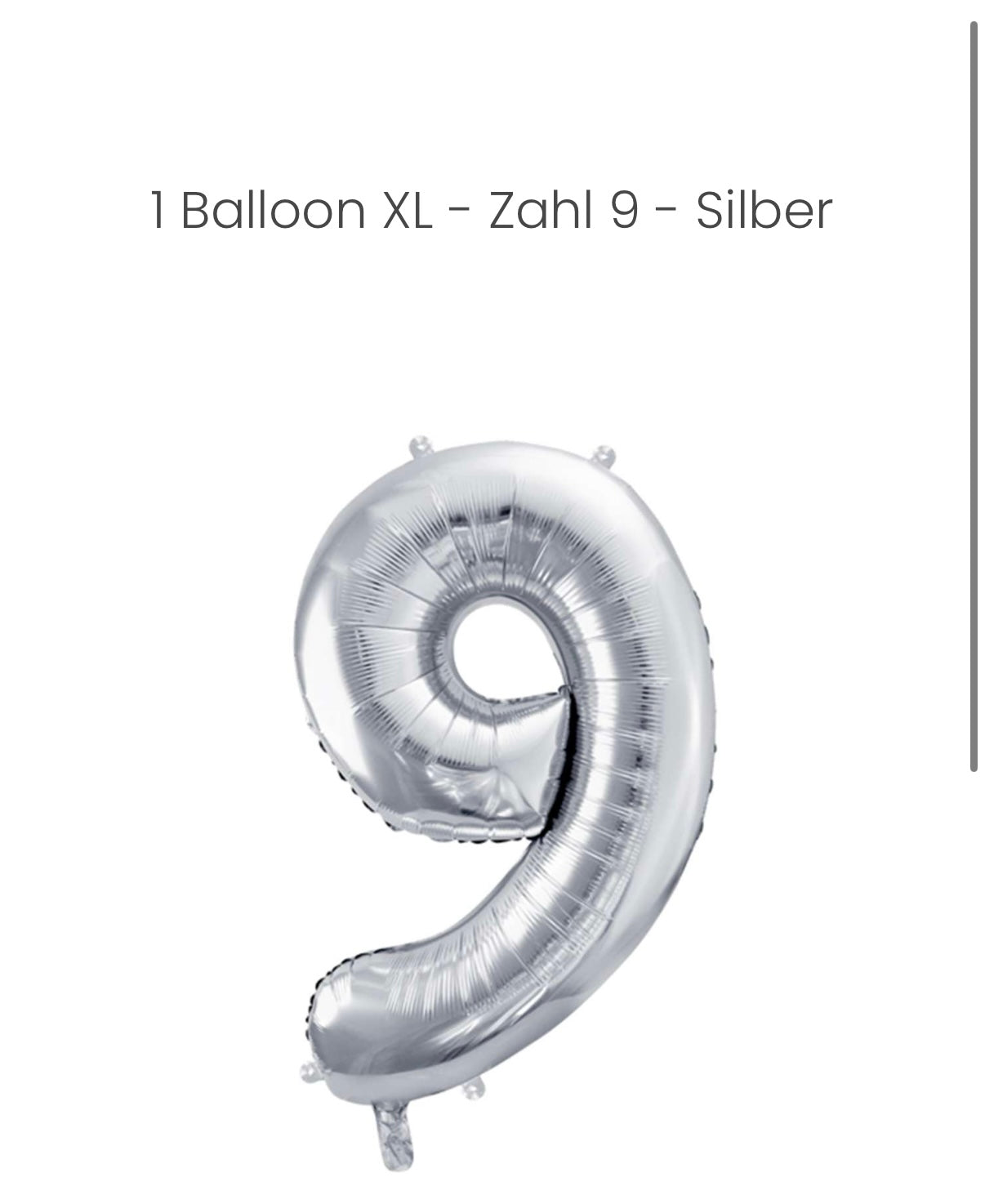 Balloon - Zahl 9 - Silber XXL