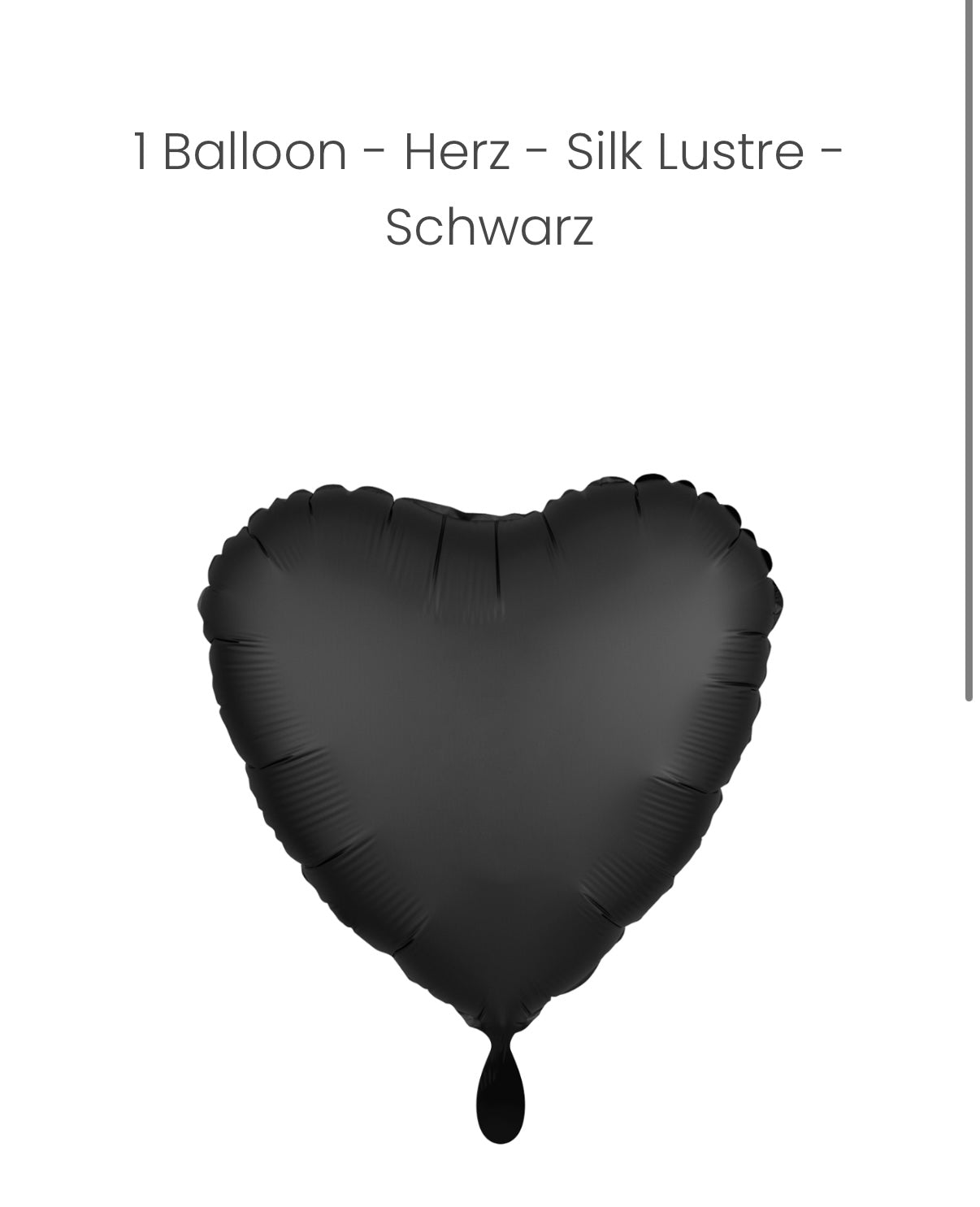 Balloon - Herz - Silk Lustre - Schwarz