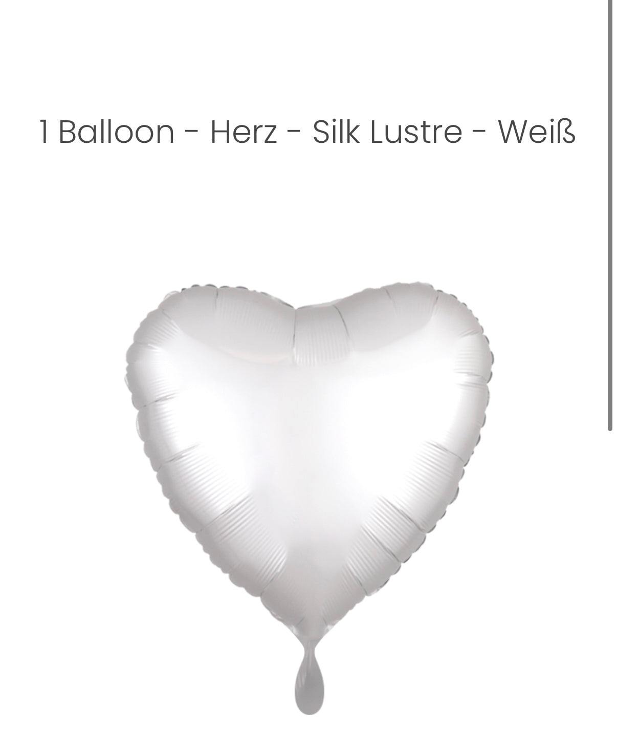 Balloon - Herz - Silk Lustre - Weiß