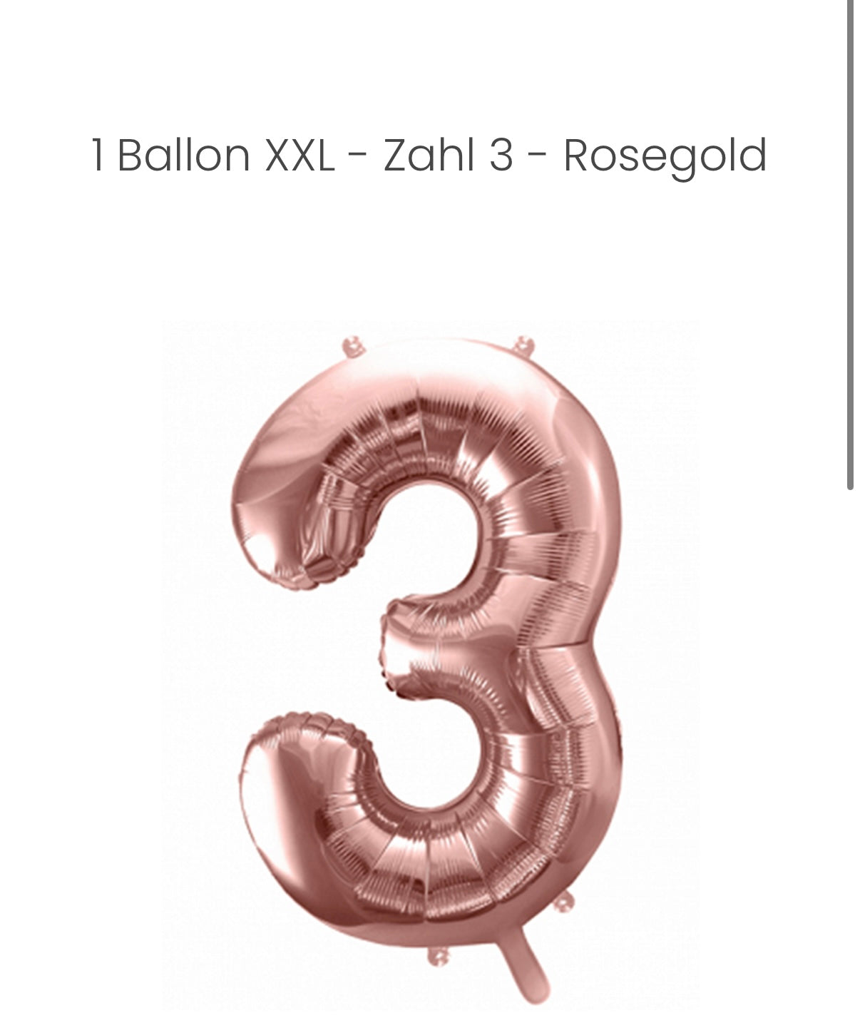 Balloon - Zahl 3 - Rosegold XXL